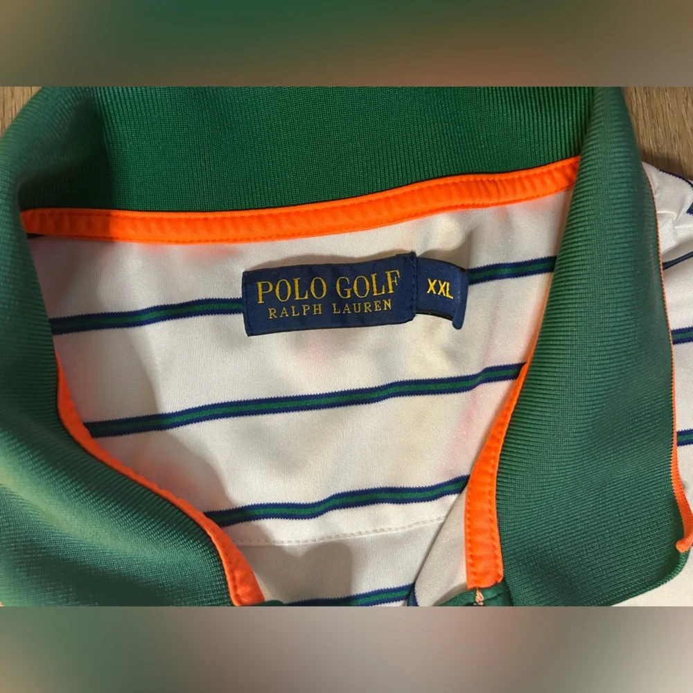 Ralph Lauren White and Green Men Polo Shirt with Stripes XXL size